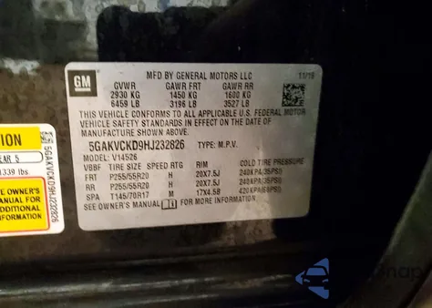 2017 Buick Enclave from USA, damaged, VIN 5GAKVCKD9HJ232826